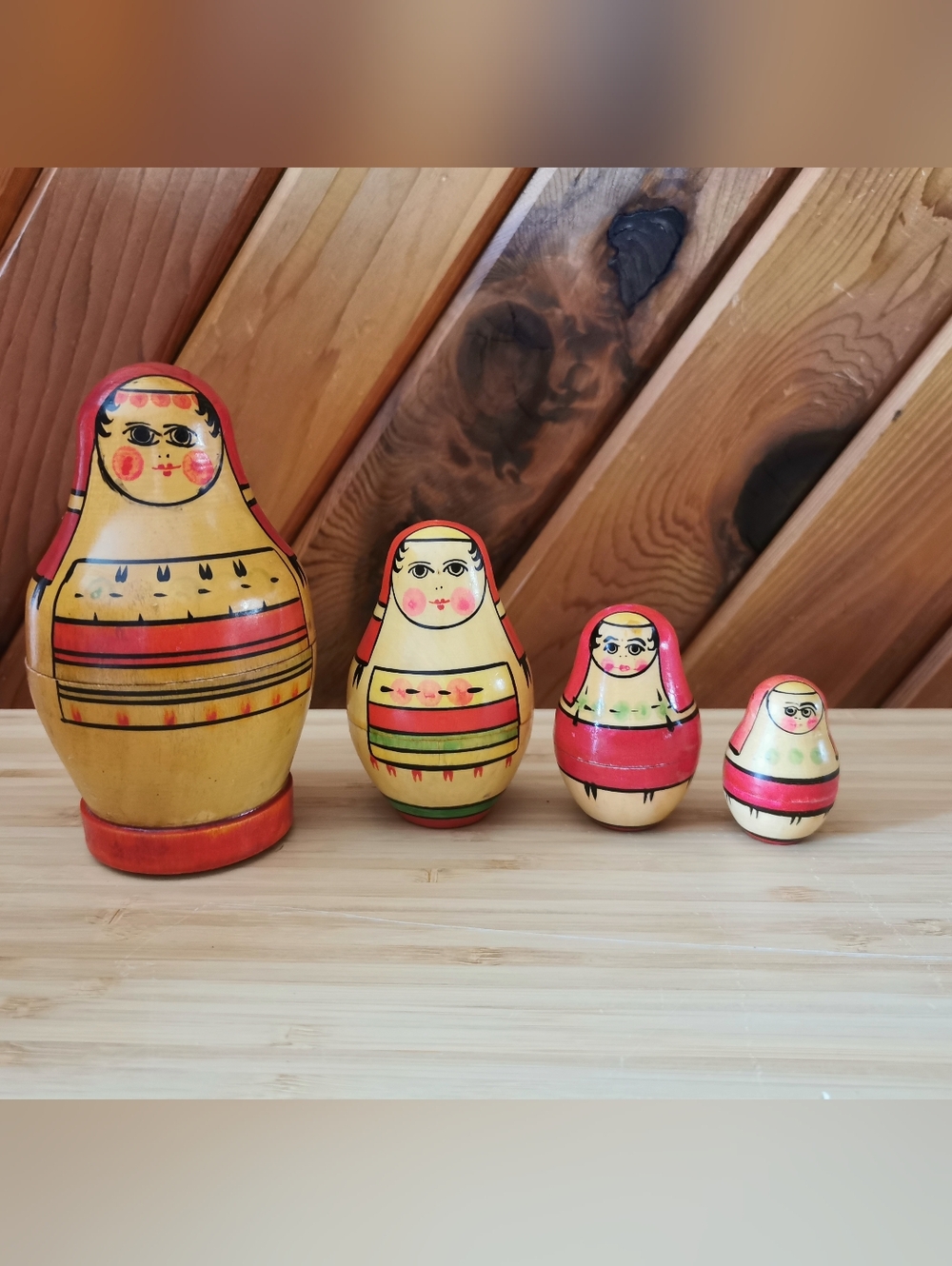 Vintage Russian Matryoshka Nesting Dolls Hand Painted Set